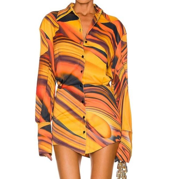 The Attico Dresses & Skirts - NWT 'Silvye' Desert Shades Mini ShirtDress - Orange